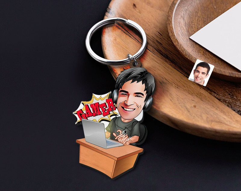 Personalized Caricature Wooden Keychain Design 32 HEARTSLY