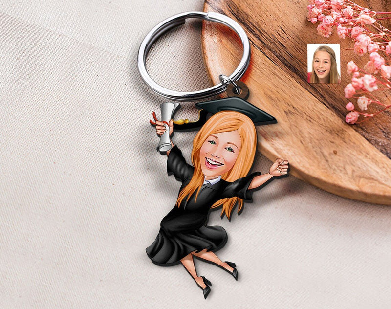 Personalized Caricature Wooden Keychain Design 33 HEARTSLY