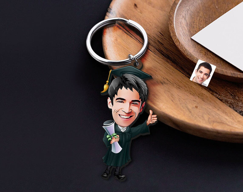 Personalized Caricature Wooden Keychain Design 34 HEARTSLY