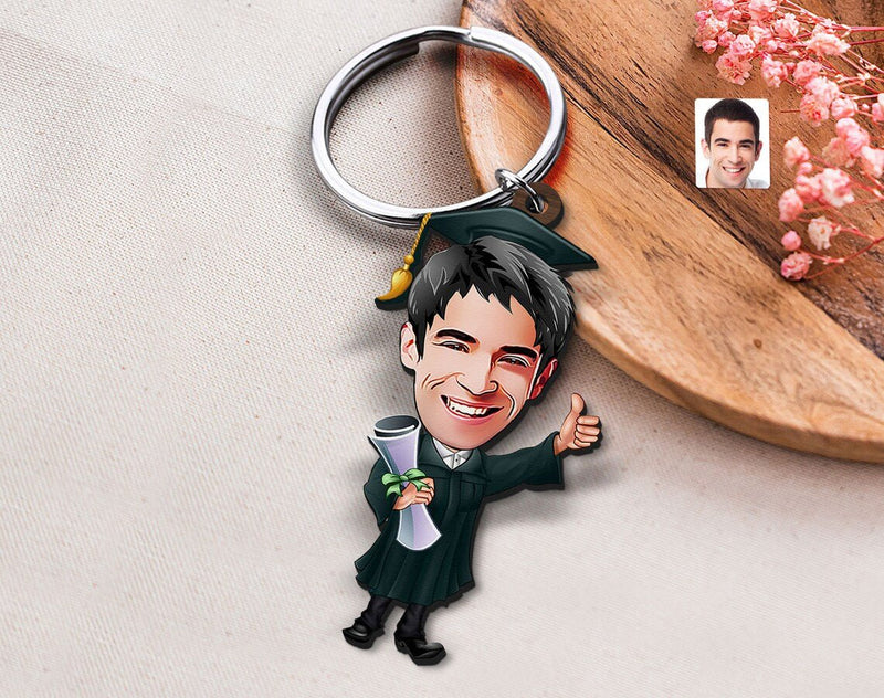 Personalized Caricature Wooden Keychain Design 34 HEARTSLY
