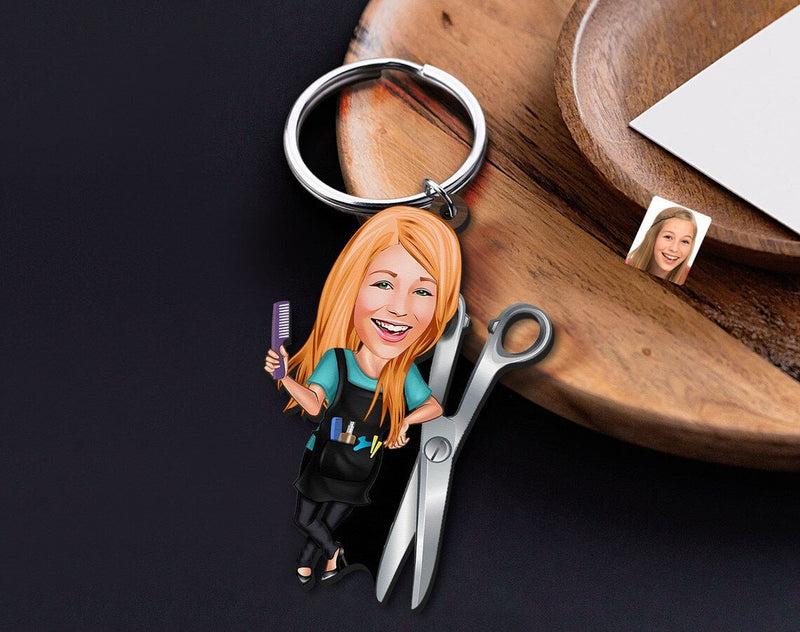 Personalized Caricature Wooden Keychain Design 35 HEARTSLY