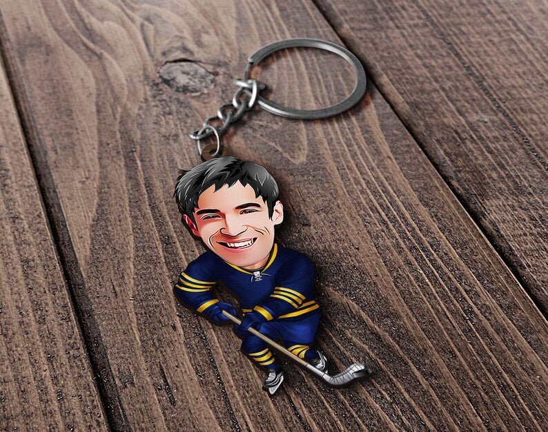 Personalized Caricature Wooden Keychain Design 36 HEARTSLY
