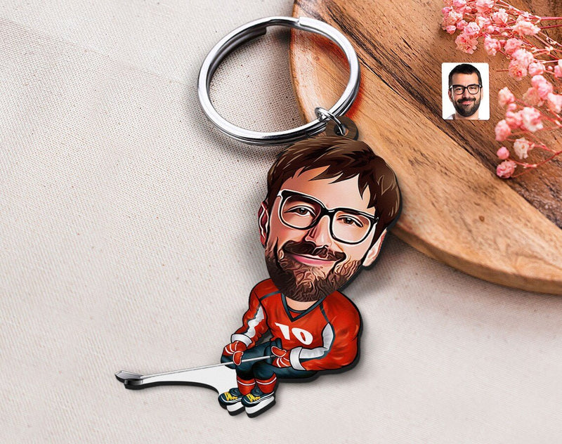 Personalized Caricature Wooden Keychain Design 37 HEARTSLY