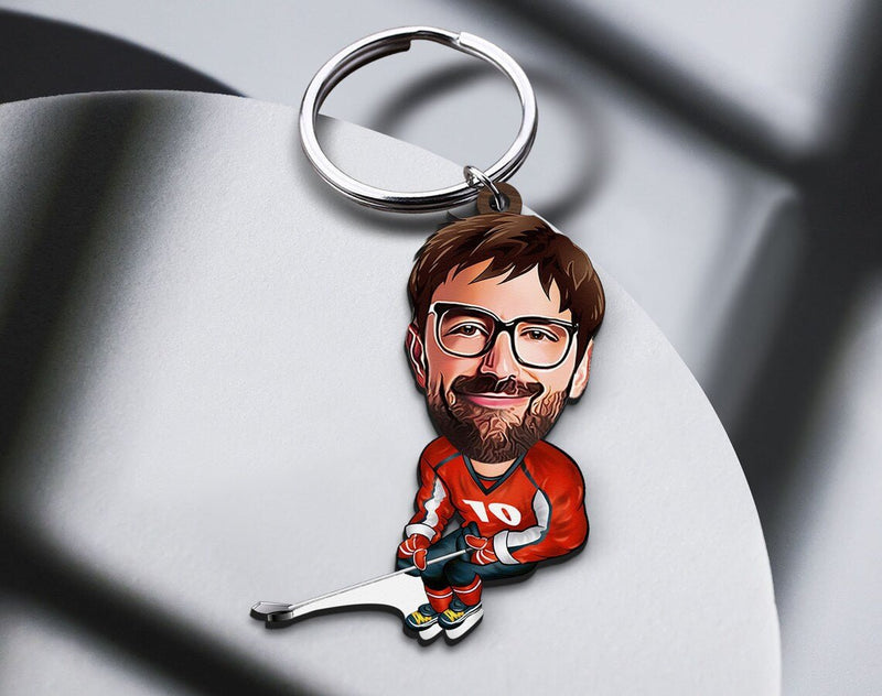 Personalized Caricature Wooden Keychain Design 37 HEARTSLY
