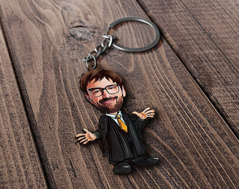 Personalized Caricature Wooden Keychain Design 38 HEARTSLY