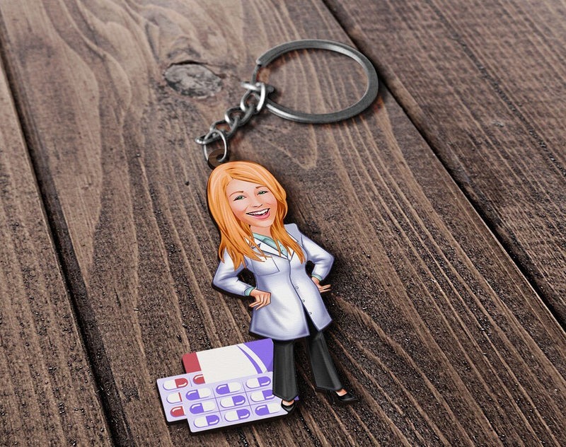 Personalized Caricature Wooden Keychain Design 40 HEARTSLY
