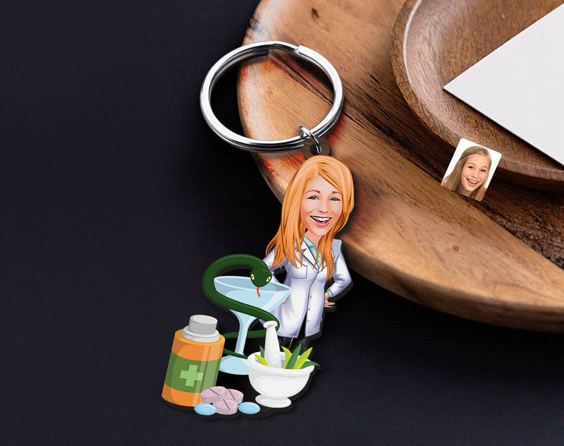Personalized Caricature Wooden Keychain Design 41 HEARTSLY