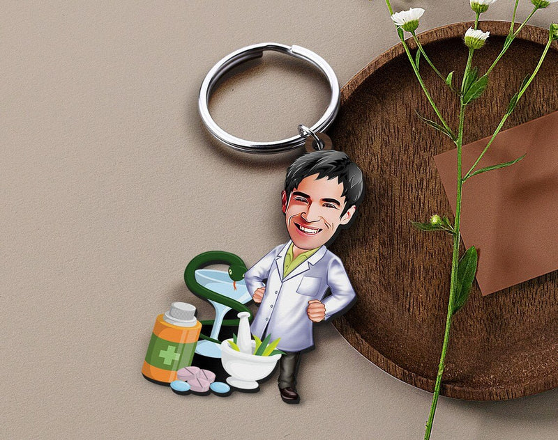 Personalized Caricature Wooden Keychain Design 45 HEARTSLY