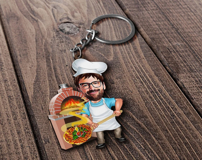 Personalized Caricature Wooden Keychain Design 47 HEARTSLY