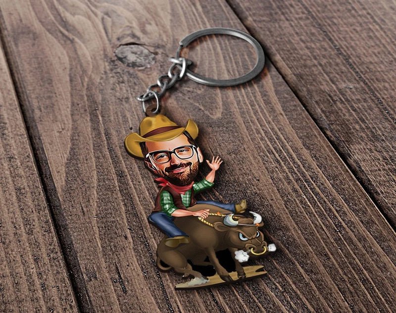 Personalized Caricature Wooden Keychain Design 48 HEARTSLY