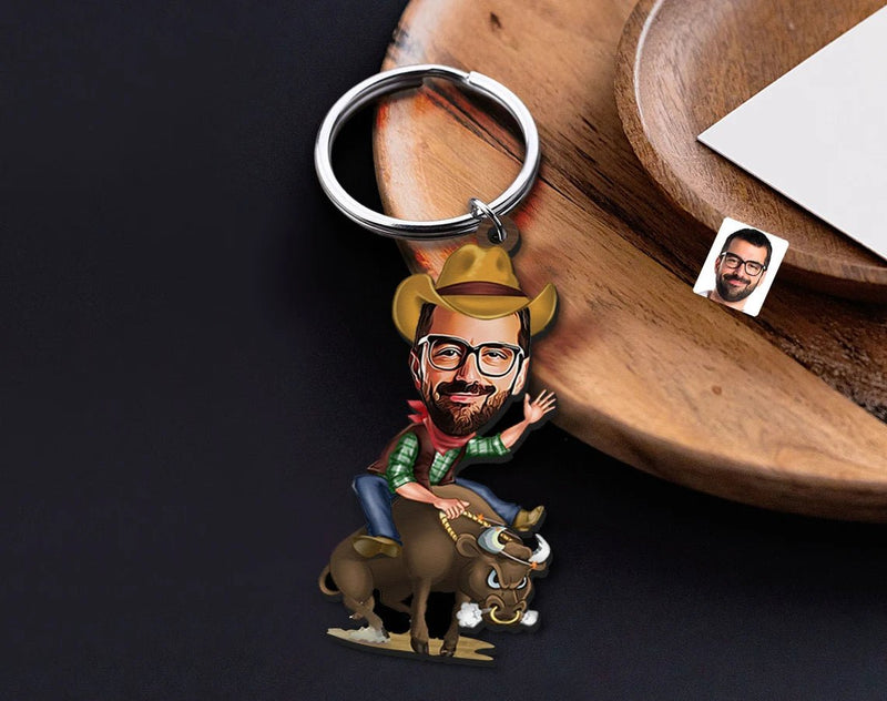 Personalized Caricature Wooden Keychain Design 48 HEARTSLY