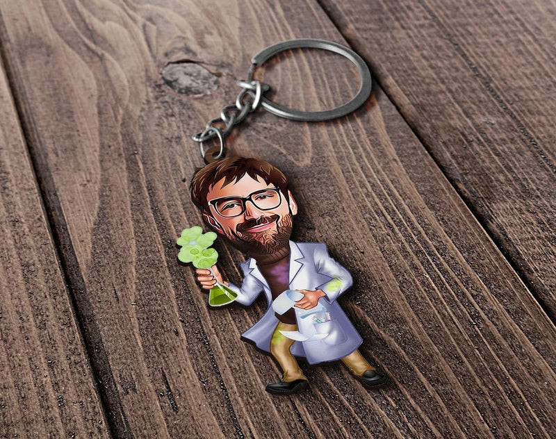 Personalized Caricature Wooden Keychain Design 49 HEARTSLY