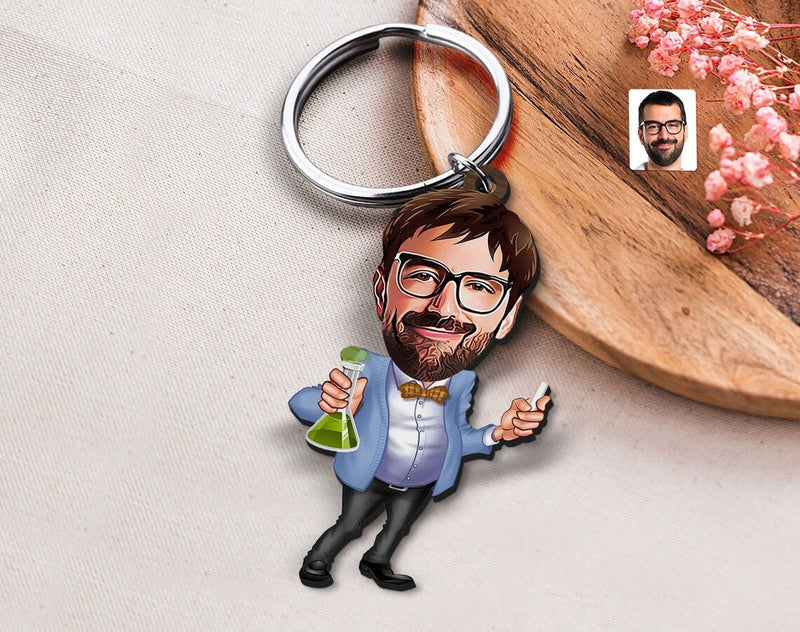 Personalized Caricature Wooden Keychain Design 50 HEARTSLY