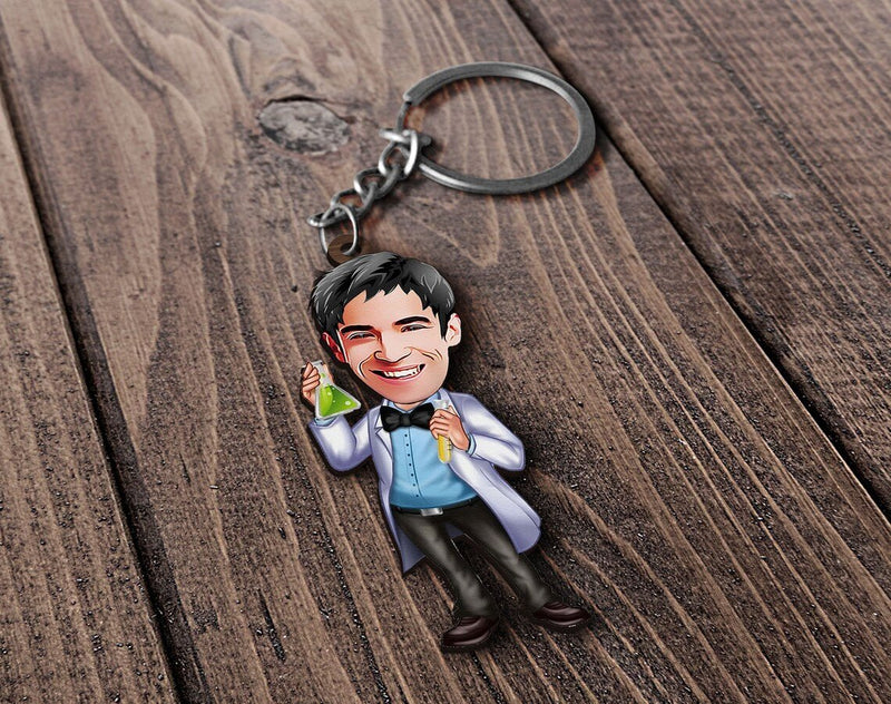 Personalized Caricature Wooden Keychain Design 51 HEARTSLY