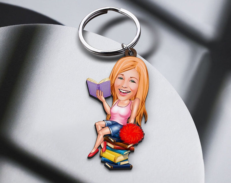 Personalized Caricature Wooden Keychain Design 52 HEARTSLY