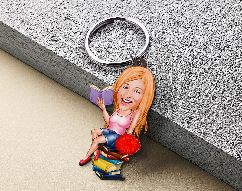 Personalized Caricature Wooden Keychain Design 52 HEARTSLY