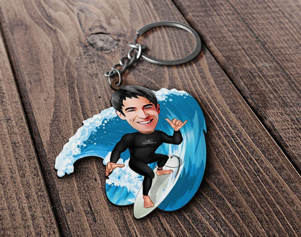 Personalized Caricature Wooden Keychain Design 53 HEARTSLY