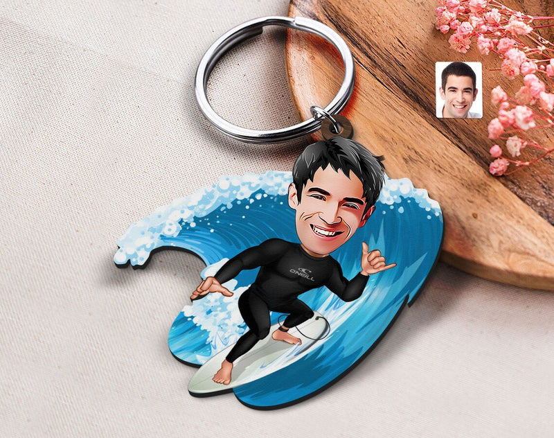 Personalized Caricature Wooden Keychain Design 53 HEARTSLY