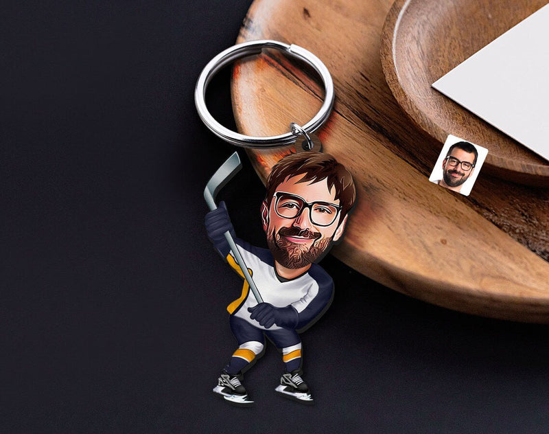 Personalized Caricature Wooden Keychain Design 54 HEARTSLY