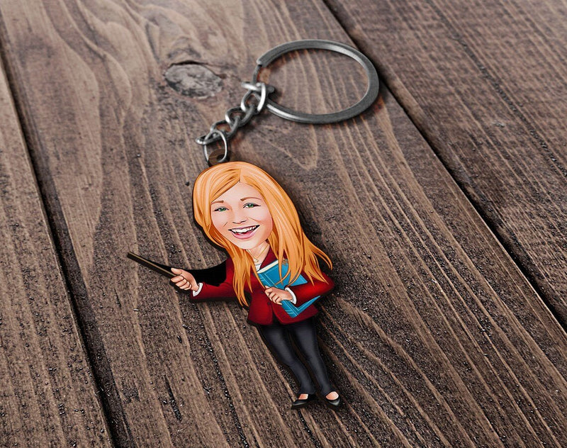 Personalized Caricature Wooden Keychain Design 55 HEARTSLY