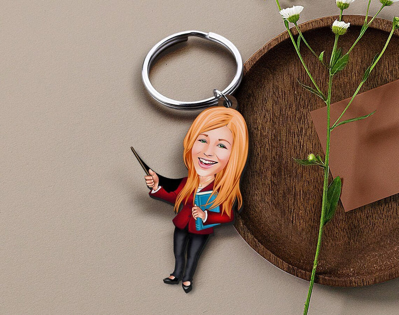 Personalized Caricature Wooden Keychain Design 55 HEARTSLY