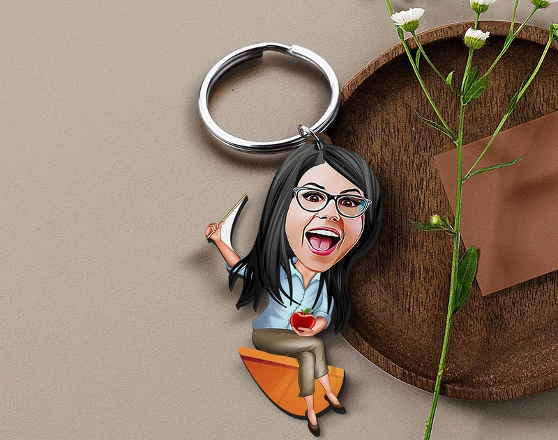 Personalized Caricature Wooden Keychain Design 56 HEARTSLY