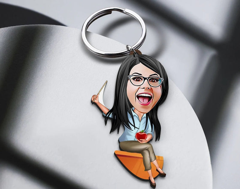 Personalized Caricature Wooden Keychain Design 56 HEARTSLY