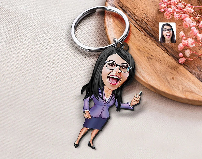 Personalized Caricature Wooden Keychain Design 57 HEARTSLY