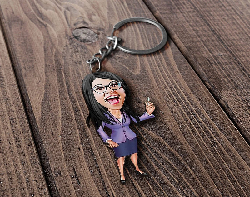 Personalized Caricature Wooden Keychain Design 57 HEARTSLY
