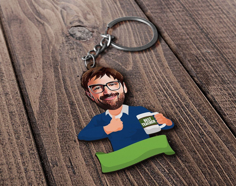 Personalized Caricature Wooden Keychain Design 58 HEARTSLY