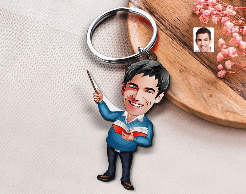 Personalized Caricature Wooden Keychain Design 59 HEARTSLY
