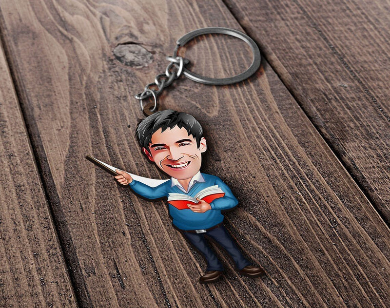 Personalized Caricature Wooden Keychain Design 59 HEARTSLY