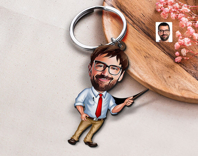 Personalized Caricature Wooden Keychain Design 60 HEARTSLY