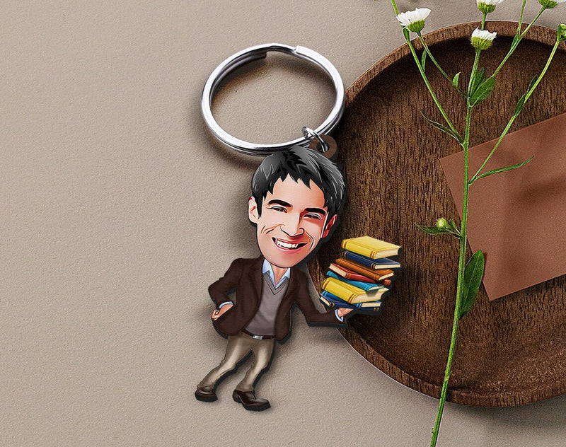 Personalized Caricature Wooden Keychain Design 61 HEARTSLY