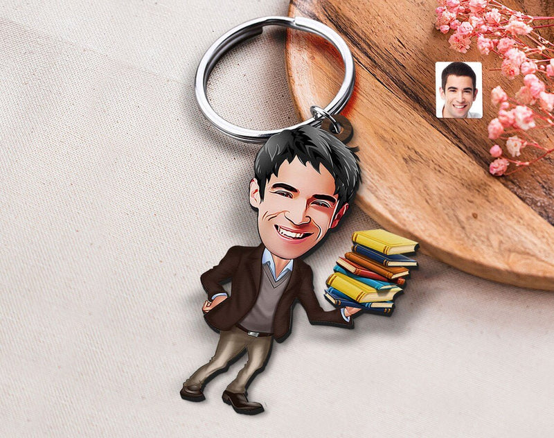 Personalized Caricature Wooden Keychain Design 61 HEARTSLY