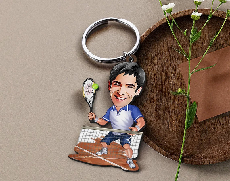 Personalized Caricature Wooden Keychain Design 62 HEARTSLY