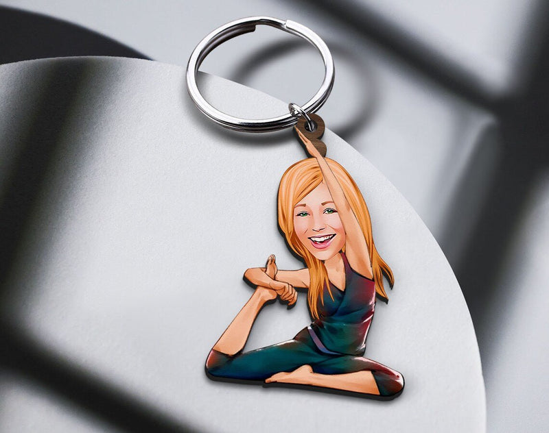 Personalized Caricature Wooden Keychain Design 63 HEARTSLY