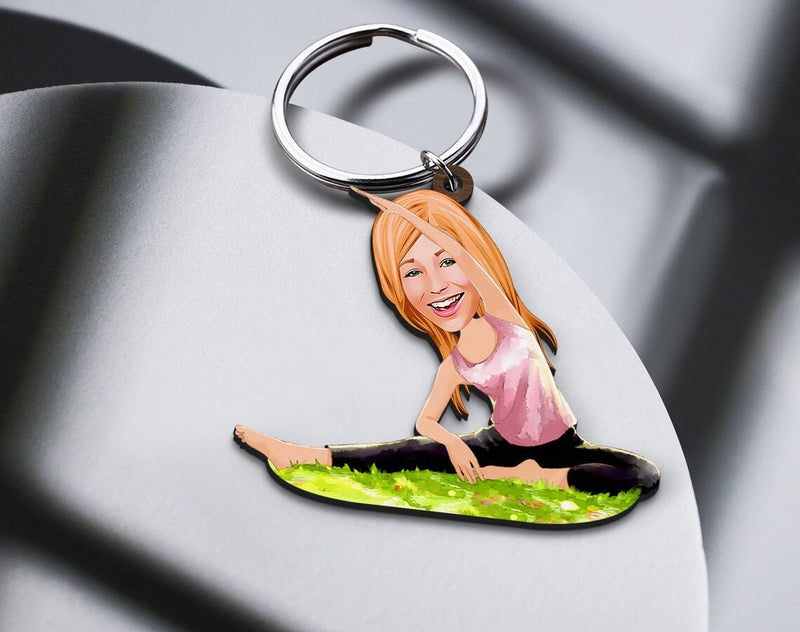 Personalized Caricature Wooden Keychain Design 64 HEARTSLY