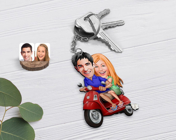 Personalized Caricature Wooden Keychain Design 69 HEARTSLY