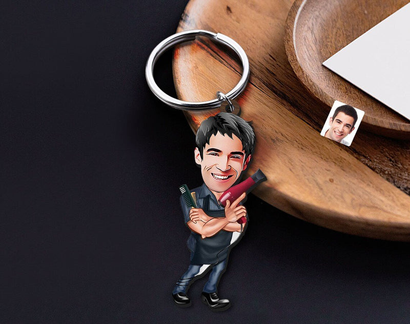 Personalized Caricature Wooden Keychain Design 8 HEARTSLY