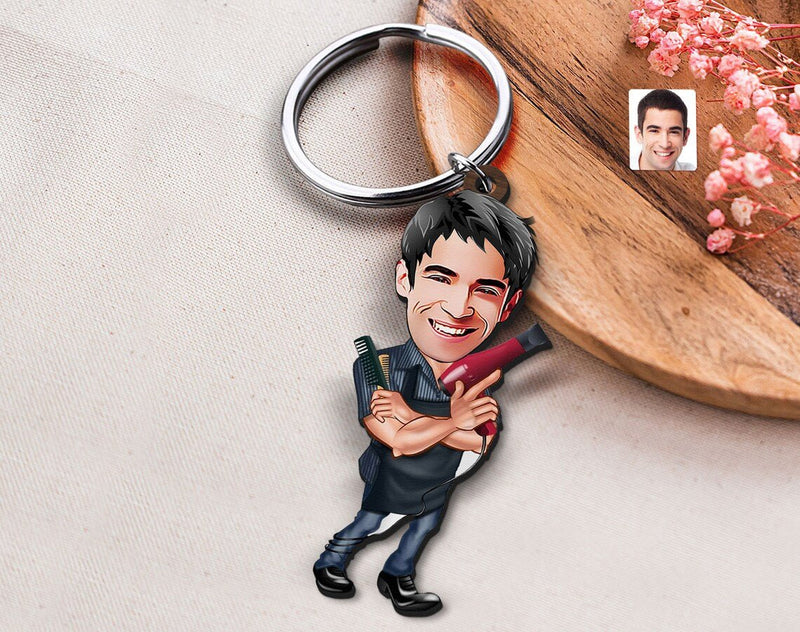 Personalized Caricature Wooden Keychain Design 8 HEARTSLY