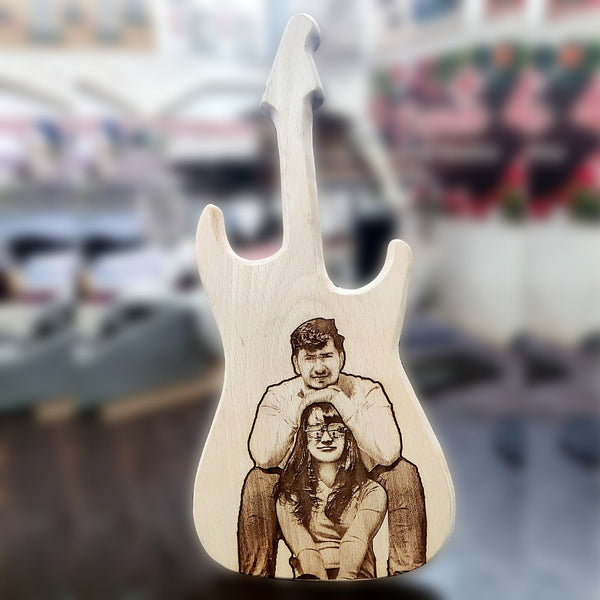 Personalized Engraved Guitar Shaped Wooden Plaque – Best gift for your loved ones Size ( 16*7 Inch) HEARTSLY