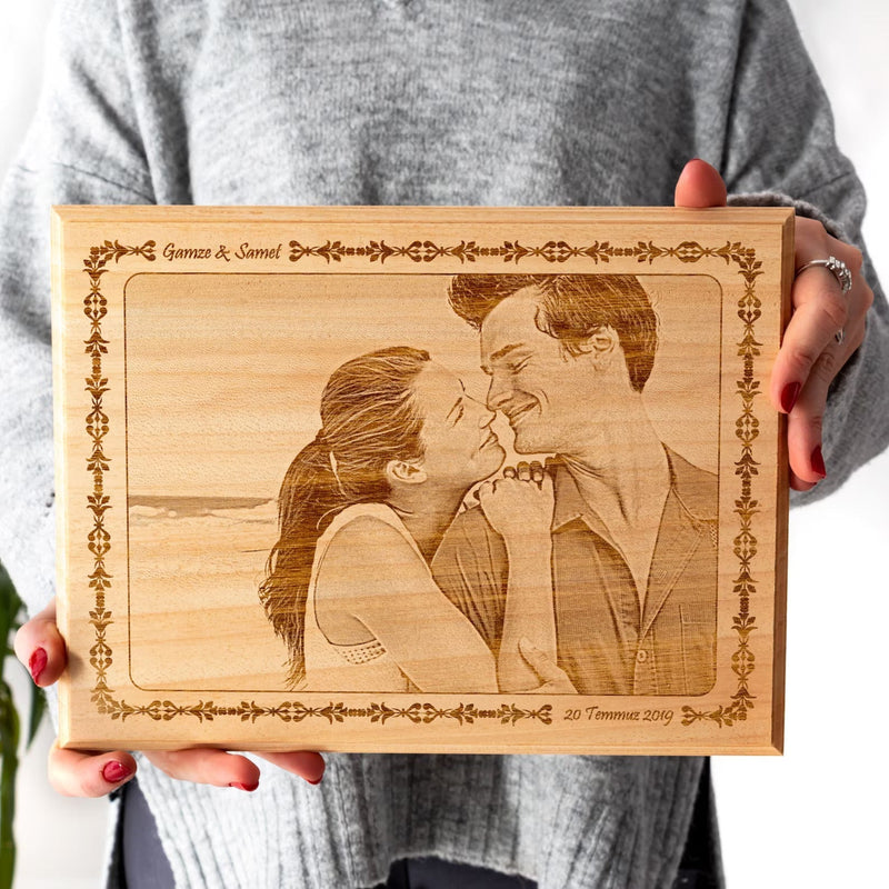 Personalized Engraved Wooden Frame || 8 Size Available || 5*4 Inch , 6*4 Inch , 7*5 Inch , 9*6 Inch (Most popular) , 10*8 Inch , 12*8 Inch , 12*9 Inch , 15*9 Inch HEARTSLY
