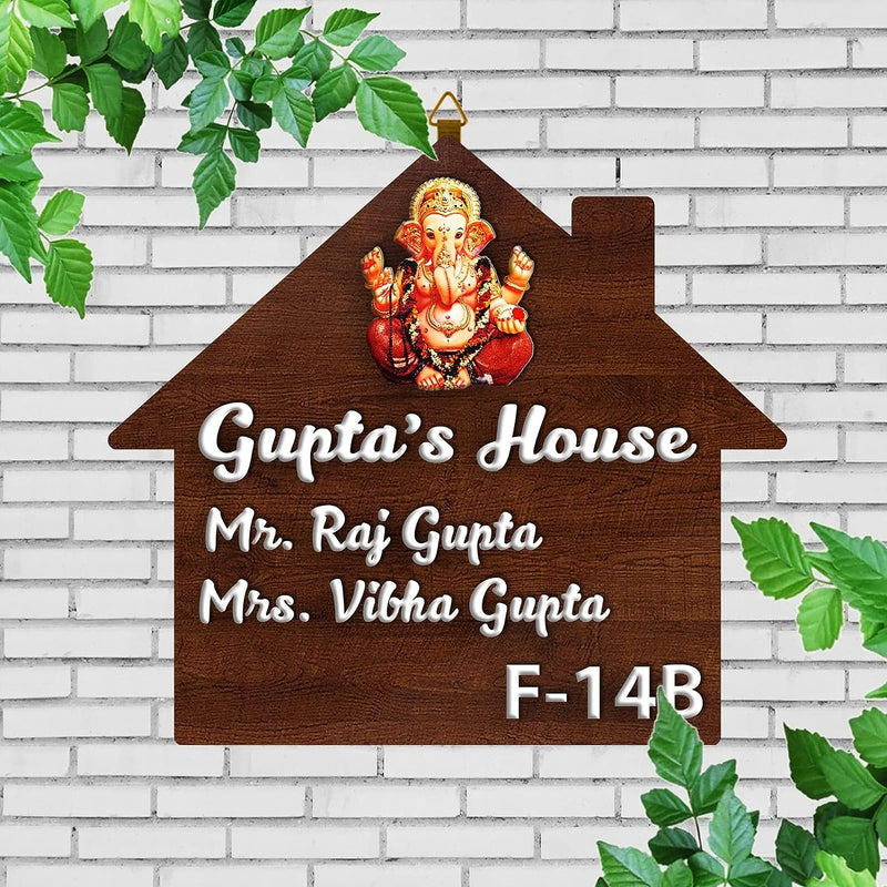 Personalized Ganesha Name Plates for Home Entrance (12x12 inch) HEARTSLY