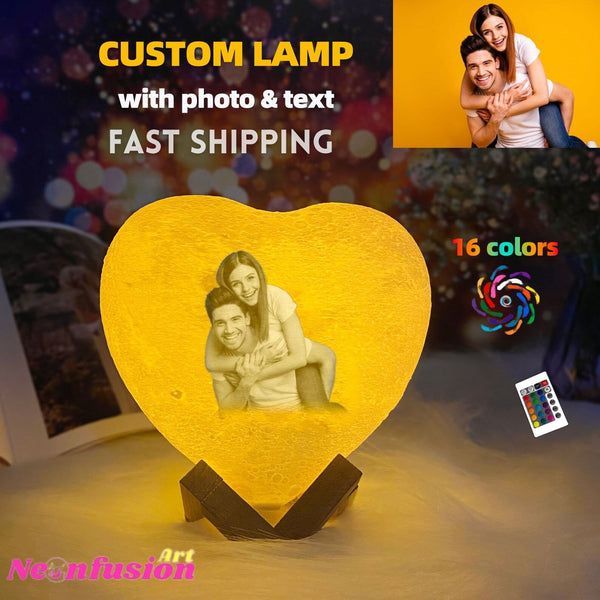 Personalized Heart Lamp 16 Color Romantic Gift for Couples Love Message HEARTSLY