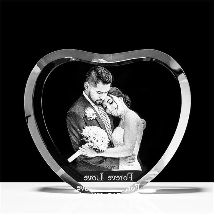 Personalized Heart Shape 3D Crystal of Size 100x95x20 mm With LED Base HEARTSLY