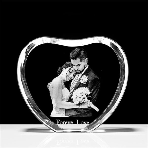 Personalized Heart Shape 3D Crystal of Size 100x95x20 mm With LED Base HEARTSLY
