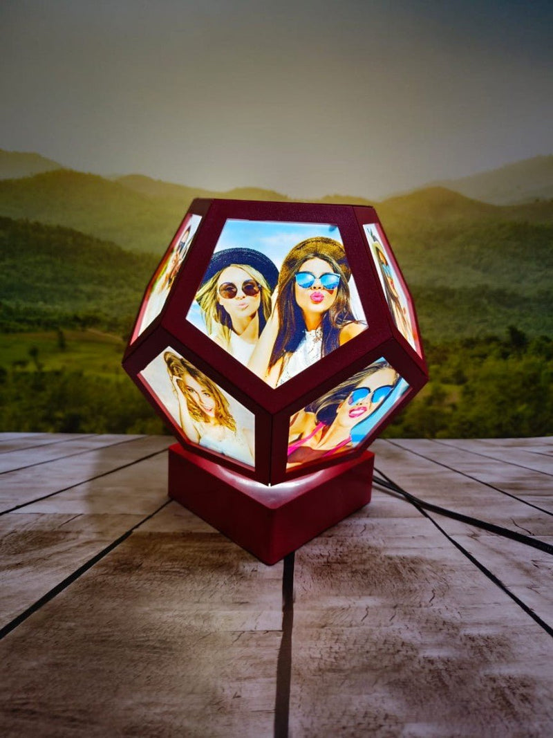 Personalized Pentagon Diamond Rotating Lamp  - 11 Pics HEARTSLY