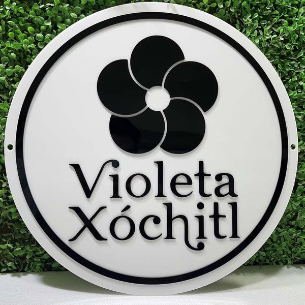 Personalized Round Name Plate Signage (14x14 Inch) | Customized Acrylic Board with Emboss Letters HEARTSLY