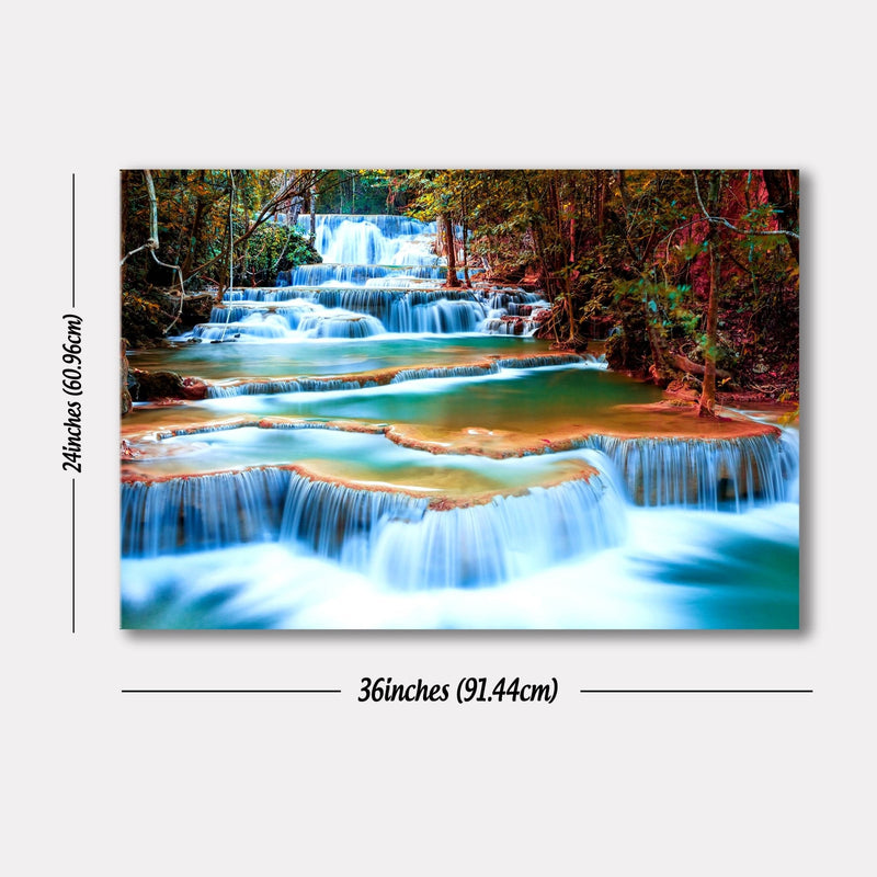 Scenery of Waterfall In Forest Premium Wall Painting HEARTSLY